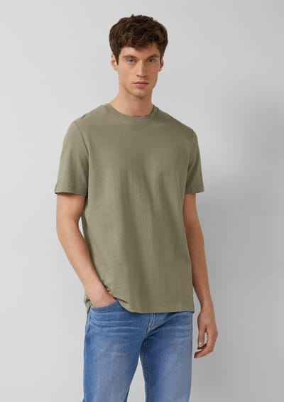 s.Oliver - male - T-shirt met structuur van puur katoen