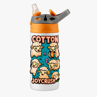 Stijlvolle Art-Deco Gouden Drinkfles – Luxe Ontwerp voor Kunst- en Designliefhebbers - Waterfles voor kinderen (wit/oranje)