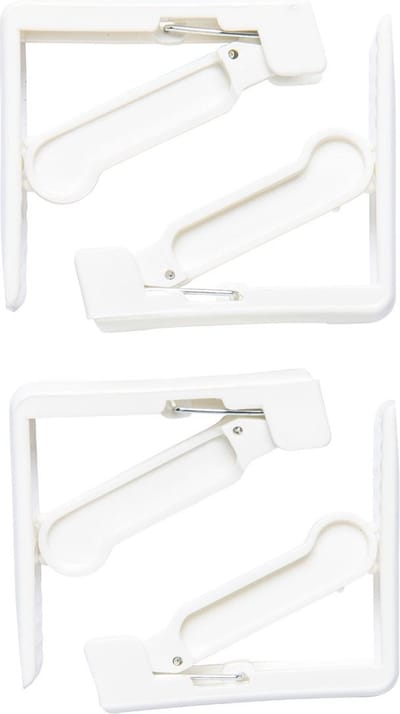 Wicotex Tafelkleed klem - 8x - wit - kunststof - 14 x 9 cm