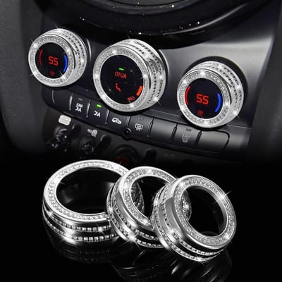 Afdekking Airco Knop - Bekleding Middenconsole - Auto Interieur - Kristal Strass - 1 Set - Zilver