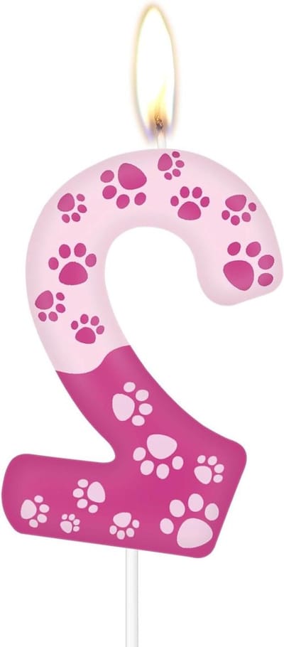 Solidchoice - Roze Hondenpoot Verjaardagskaars voor Taart