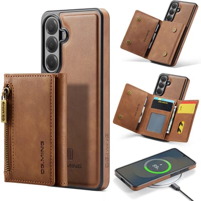 Stravo × DG.MING Leer / Leren Telefoonhoesje Case – Geschikt voor Samsung Galaxy S26 – 2-in-1 Hoesje met Afneembare Kaarthouder – MagSafe Compatibel – Bruin