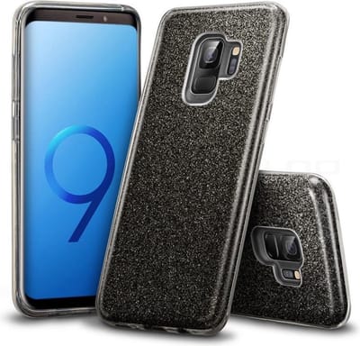 LuxeBass Samsung Galaxy S9 Plus - Glitter Siliconen - Zwart - telefoonhoes - gsm hoes - gsm hoesjes