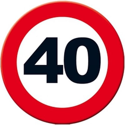 Miko 40 jaar bord - Decoratie stopbord voor verjaardag - Dia 49 cm