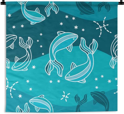 Wandkleed - Wanddoek - Vissen - Zodiac - Design - 90x90 cm - Wandtapijt