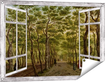 Gards Tuinposter Doorkijk Het Herepad in het Haagse Bos - Paulus Constantijn la Fargue - 90x60 cm - Tuindoek - Tuindecoratie - Wanddecoratie buiten - Tuinschilderij