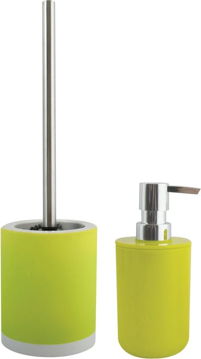 MSV Toiletborstel in houder 38 cm/zeeppompje 260 ml set Moods - keramiek/kunststof - lime/appel groen