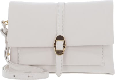 COCCINELLE Leren Schoudertas Dorian Handbag Grained Leather Lambskin White Crème