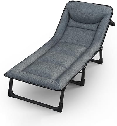 Vouwbed Volwassenen - Logeerbed Campingbed - Ontspannen Slapen - Verstelbare Hoofdsteun 18° - 180x60x28cm - Grijs