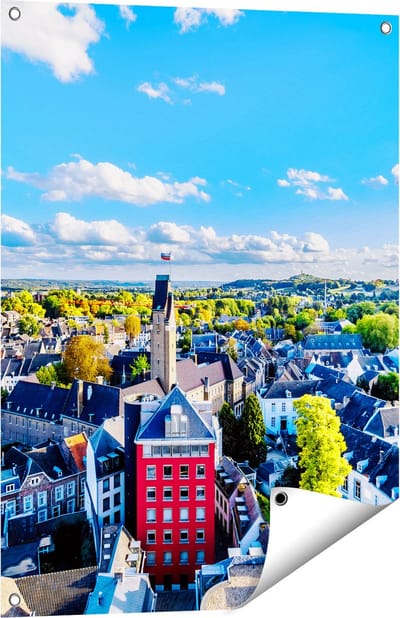 Gards Tuinposter Maastricht Stad met Huizen - 60x80 cm - Tuindoek - Tuindecoratie - Wanddecoratie buiten - Tuinschilderij