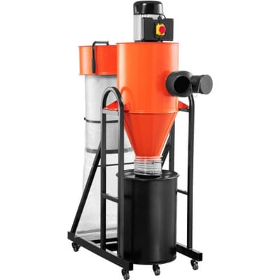 VEVOR stofafzuigsysteem, stofafzuiger, cycloonafscheider, 1,5 pk stofafzuiger met 47,32 liter stofzak en standaard, intelligente cycloonafscheiding, stofafzuigsysteem voor houtbewerking