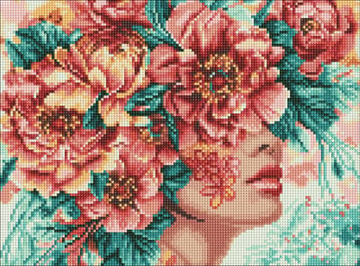 Diamond Painting - The Romance of Flowers - Vrouw met bloemen - 30cm x 40cm