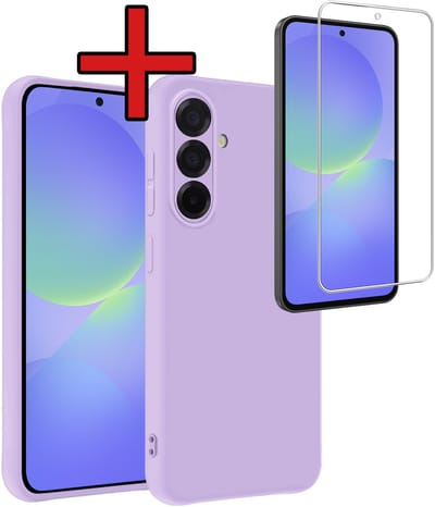 Hoesje - Met Screenprotector - Geschikt voor Samsung Galaxy A36 - Sterk & Shockproof - Telefoon Hoes - Back Cover - Siliconen Case - Telefoonhoes - Lila
