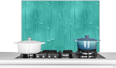 Spatscherm Keuken - Kookplaat Achterwand - Spatwand Fornuis - 80x55 cm - Verf - Patronen - Turquoise - Aluminium - Wanddecoratie - Muurbeschermer - Hittebestendig
