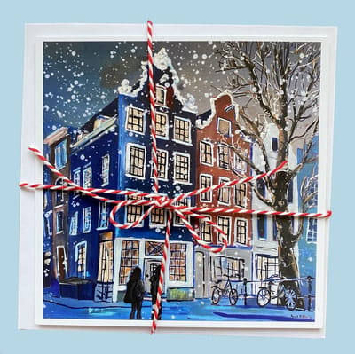Kerstkaarten Amsterdam - (Mix 1) - 5 verschillende kaarten - inclusief enveloppen