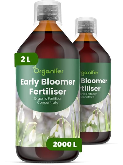 Vloeibare Meststof Voor Vroegbloeiende Planten 2X1 Voor 2000 L - Npk 3-4-3 - Beter Bloemgrootte - Kleurintensiteit - Sierwaarde Ondersteunt Krachtige Vroege Seizoensgroei Bij Alle Vroegbloeiende Planten - Organifer