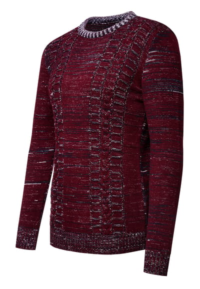 Grof gebreid met contrasterende kleuren trui met ronde hals