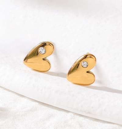 Oorbellen Hartjes met kristal | Stainless Steel Goud