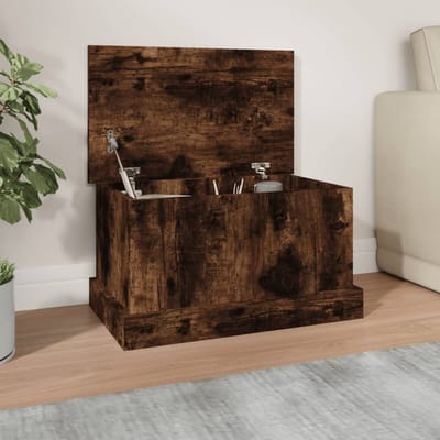 vidaXL - Opbergbox - 50x30x28 - cm - bewerkt - hout - gerookt - eikenkleurig