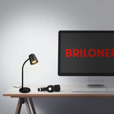 BRILONER Skriva - Tafellamp - bureaulamp - met snoer - draaibaar tafellampje - excl. GU10 - 13 x 38,5 cm - zwart
