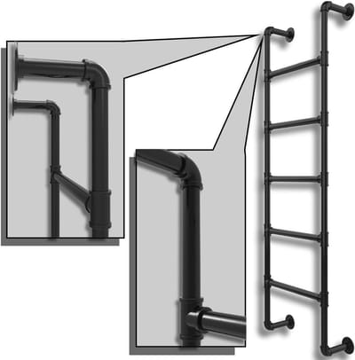 Dailygoods- Muurbeugel Ladder 5-Treden - Wandlader - Corrosiebestendig - Duurzaam - Toegang tot Dak/Kelder - Geschikt voor Binnen/Buiten - Wandladder