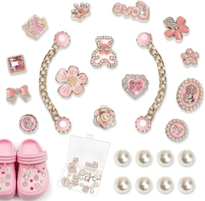 Schoenbedels Set - Schoen Decoratie - Schoenen Personaliseren - 24 Delige Glitter Set - 5 x 5 x 0.2 cm