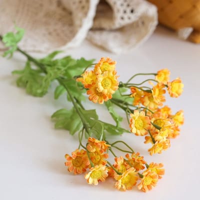 Kamille - oranje - zijden bloemen - 3 stelen - onderhoudsvrij - 55 cm - kunstbloemen