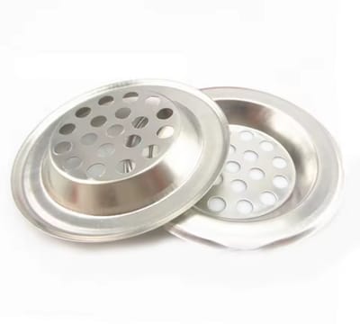 New Age Devi - Gootsteenzeef RVS Wastafelputje Afvoerfilter Haarvanger Douche Gootsteenfilter 6cm buitenmaat 4cm binnenmaat 2 stuks