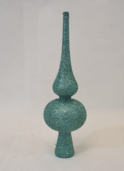 ZoeZo Design - kerstboompiek - piek - kerstpiek - glitter - blauw - groen - kleine piek - H 20 cm - Ø 6 cm - glas