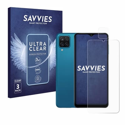 Savvies - Screenprotector voor Samsung Galaxy A12 (Voor+Camera) - Folie Beschermfolie transparant 6 Stuks