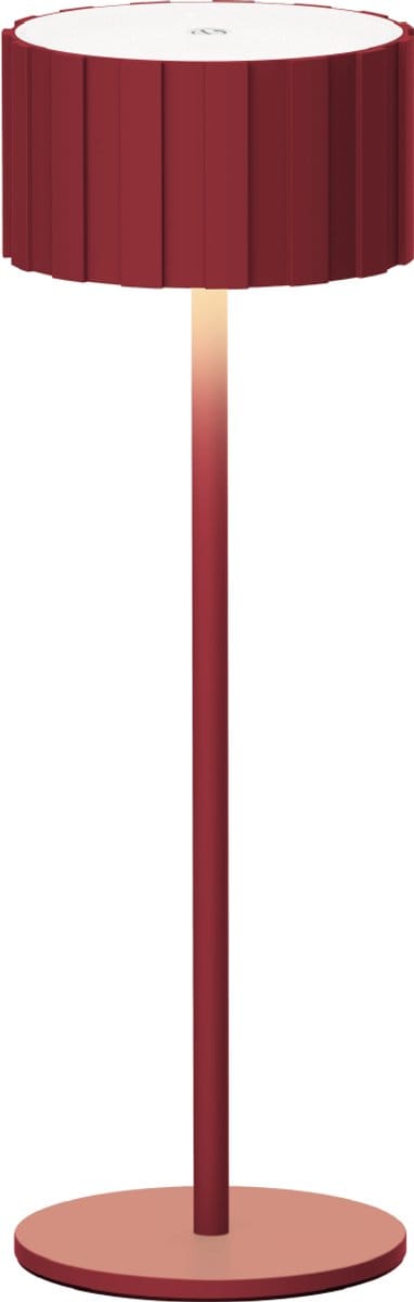 Luxus Europe - Tafellamp Tinos Bordeaux - Draadloze Tafellamp Binnen & Buiten - Oplaadbaar - USB-C - Dimbaar - Warm Wit - Waterbestendig