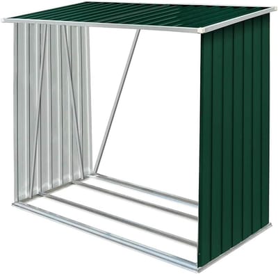 Haardhoutschuur - Houtopslag - Hout Droog Houden - Verhoogde Bodemlatten - 163x83x154 cm - Groen