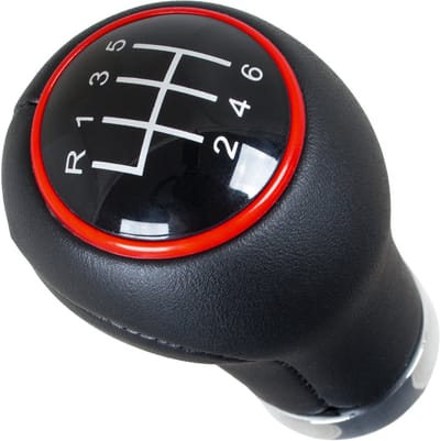 Modecar - Versnellingspookknop - Zwart - Rood - Chroom - 6 versnellingen
