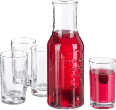karaf met glazen - 5-delige set - 1 waterkan van 1,5 l - 4 drinkglazen van 200 ml - zonder deksel