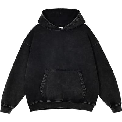 Zwaar Hoge Kwaliteit Straatkleding Gewassen Hoodie Vintage Donker Los Oversized Unisex Hoodie S black