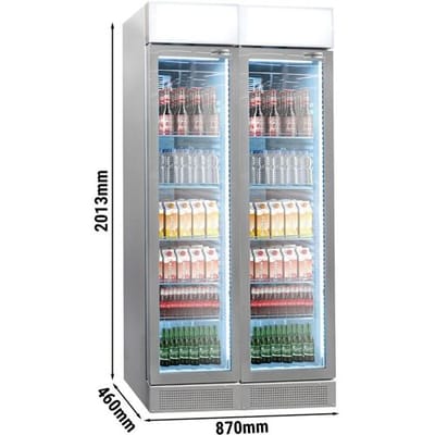 GGM Gastro (2 Stück) Getränkekühlschrank - 290 Liter - rahmenloses Design - mit 2 Glastüren & Werbedisplay Grijs
