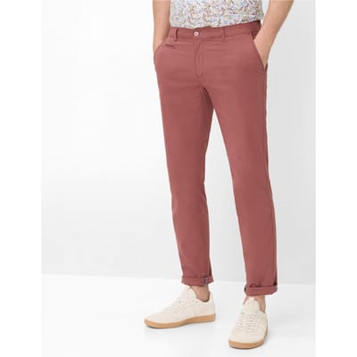 Brax Heren Chino  Style FABIO IN SMOKE VELVET, lichtrood, maat 34/30