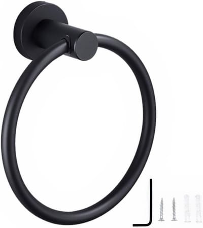 16 cm mat zwart badkamer handdoekenrek wandgemonteerde moderne ronde handdoekhouder roestvrij staal handdoekhouder voor badkamer elegante handdoekring voor badkamer