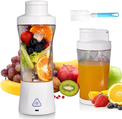 Blender - Draagbare Blender - mini blender - 700 ml (24 oz) met 360 watt vermogen - 6000 mAh zelfreinigende en BPA-vrije draagbare sapcentrifuge met 6 scherpe messen - ideaal voor smoothies en versgeperste sappen - Parelwit