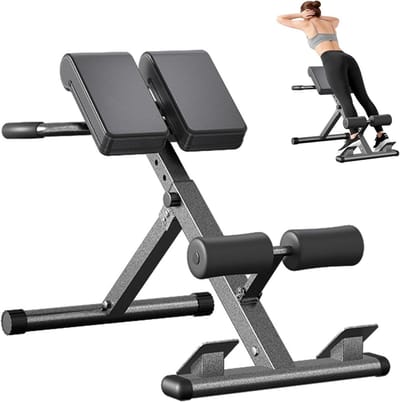 Romeinse Stoel - Rugtrainer Buiktrainer - Full Body Training - 8 Verstelbare Kussens - 150 kg Capaciteit - Zwart