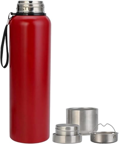 1.5L RVS Vacuum Geïsoleerde Waterfles, Grote Levensmiddelenveilige Fles, Lekvrije Sportdrankfles voor Hardlopen, Gym en Fietsen (Rood)