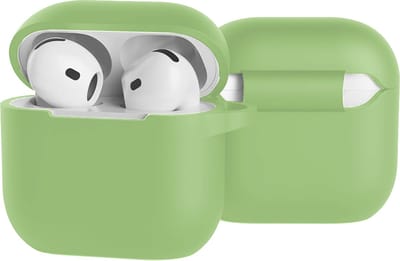 Case - Geschikt voor Apple AirPods 4 - Siliconen Hoes met Clip - Silicone Hoesje Cover - Groen