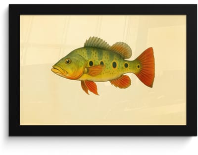Poster in lijst - Fotolijst 30x20 cm - Posters - Schubben - Vis - Groen - Illustratie - Posterlijst zwart - Decoratie - Wanddecoratie woonkamer - Muurdecoratie slaapkamer