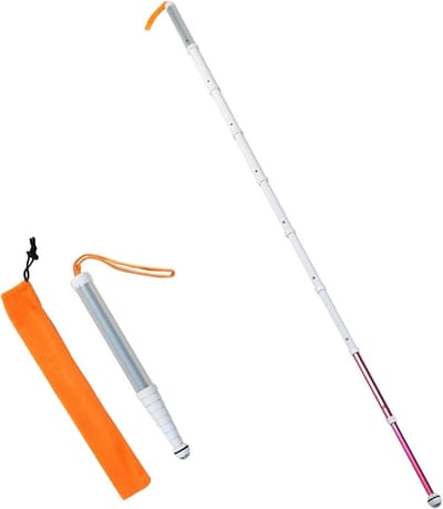 Blindenstok - Mobiliteitshulpmiddel - Ondersteuning bij lopen - 9-delig telescopisch - 128 cm - Zwart