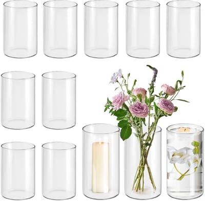 Dailygoods- Glazen Vaas Cilinder - Bloemenvaas - Decoratie - Bruiloft - Feest - Premium Loodvrij Glas