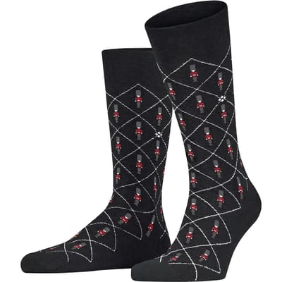 Burlington Guard gedessineerd katoen sokken heren zwart - maat 40-46