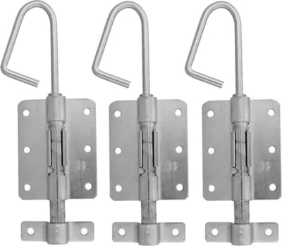 AMIG Verticaal schuifslot/plaatgrendel - 3x - staal - 25 x 6.2cm - verzinkt - zilver - schutting - poort