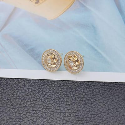 14k Gouden Diamanten Oorbellen Vrouwelijk Retro Mode Romantische Delicate Oorbellen Aros Mujer Oreja 14 K Geelgoud Orecchini Vrouwelijk goud