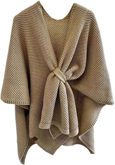Gebreide Poncho Sjaal - Cape Sjaal - Warm Aankleden - Zacht Huidvriendelijk - One Size - Multikleur