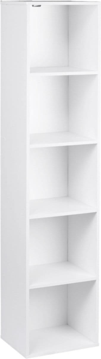 Happyment Boekenkast Mali - Opbergrek - 6 Lagen - Open Planken - Kantoor - Woonkamer - Slaapkamer - 30x24x158.5 cm - Wit